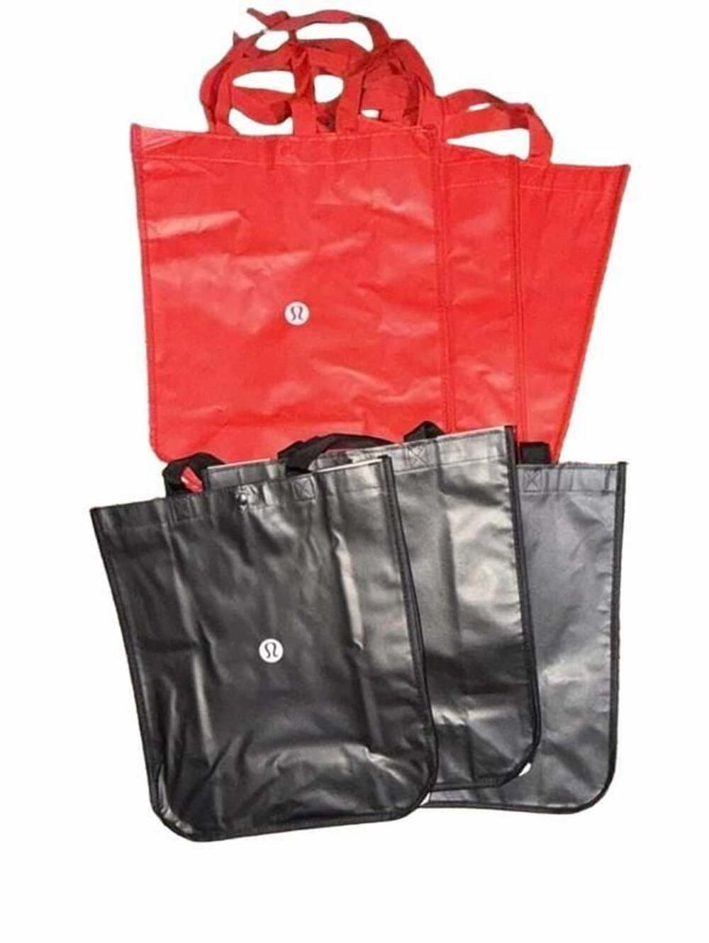 Lululemon Reusable Medium Shopping  Tote Bags Lot of 6 Red and Black